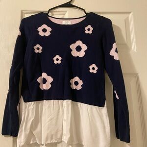 Crown & Ivy Navy Top with Pink and White Accents